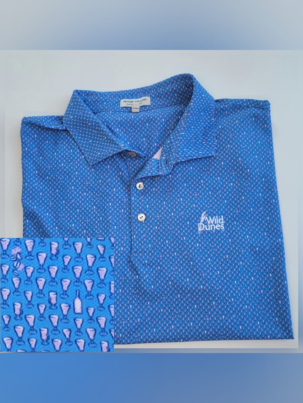 Peter Millar Men's XXL Summer Comfort Blue Performance  Micro Print w/LOGO